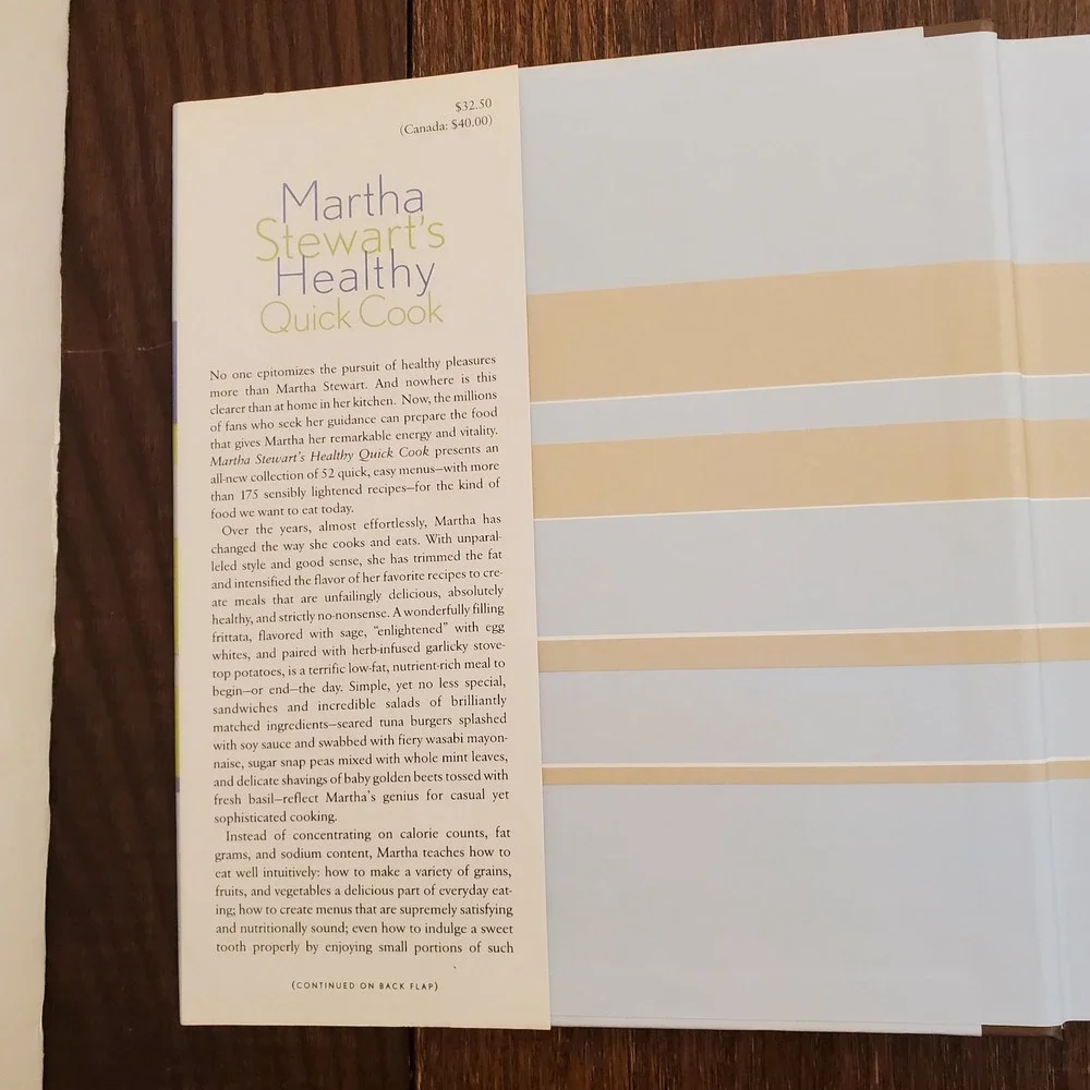 Vtg Martha Stewart's 1997 Hardcover Healthy 52 Quick Menus 175 Sensible Recipes‎